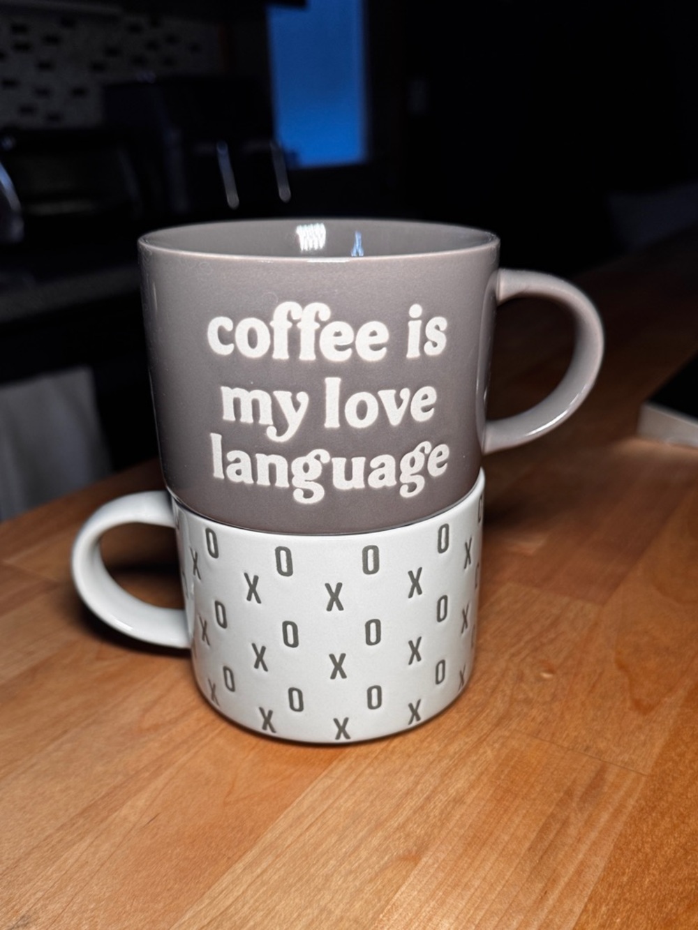 Target Gray Ceramic Mug Set with Text & XO Pattern - Picture 2 of 6